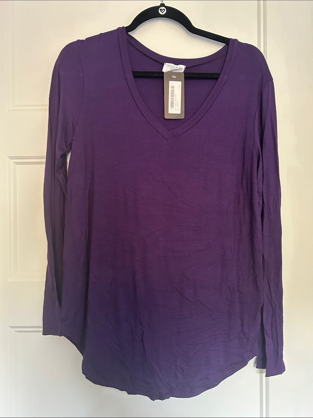 Long Sleeve V-Neck Tee in Purple - Classic Everyday Top
